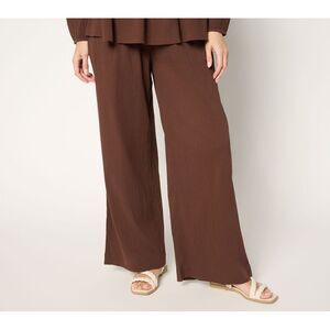 Fashion Women's Petite Pants PL Beach to Street Cotton Gauze Brown A692516